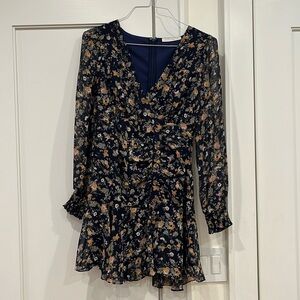 Pookie & Sebastian sheer long sleeve mini dress